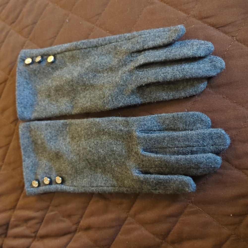 Sold as a set. Ralph Lauren Gray gloves and  Cejon Blue Ombre Paisley Scarf - Picture 2 of 8